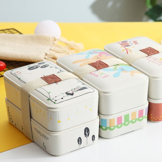 Double-Layer Bamboo Fiber Bento Box Set